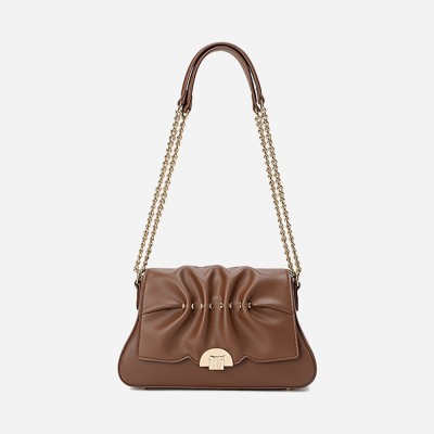 Minimally designed Maillard style pleated small bag, light luxury shoulder bag