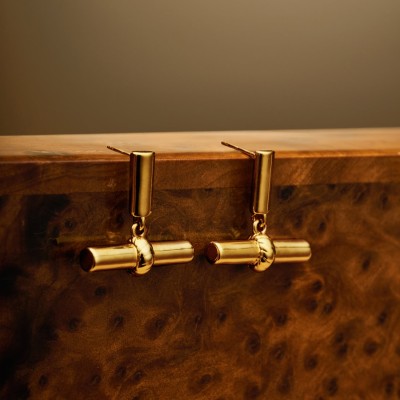 Themis Waterproof Gold T-Bar Earrings